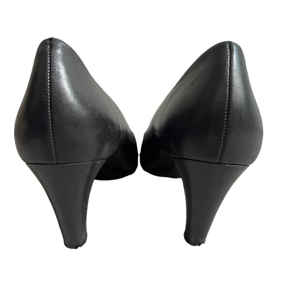 Nurture Avery Black Leather Career Comfort Fit Heels Sz 8 Womens Black Round Toe - Picture 4 of 10